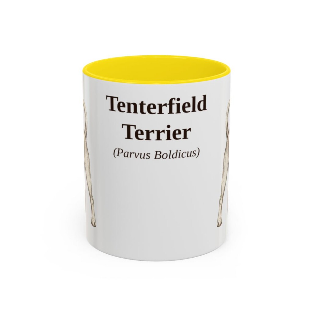 11oz Tenterfield Terrier Latin Mug, Yellow, front view