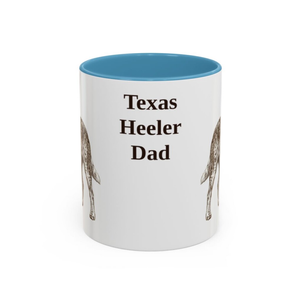 11oz Texas Heeler Dog Dad Mug, Light Blue, front view