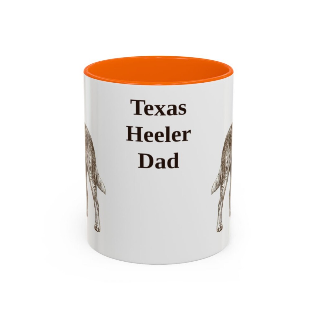 11oz Texas Heeler Dog Dad Mug, Orange, front view