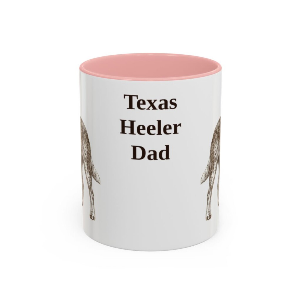 11oz Texas Heeler Dog Dad Mug, Pink, front view