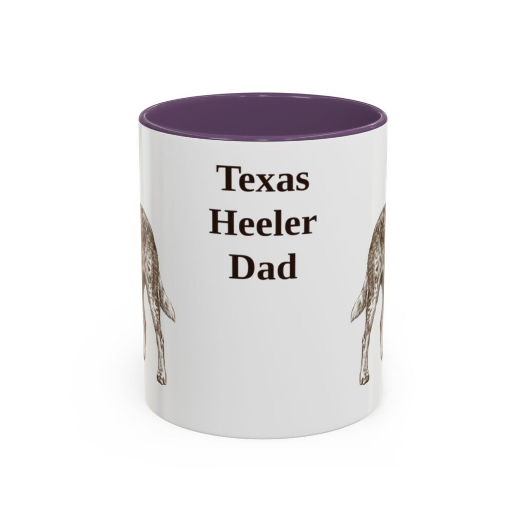 11oz Texas Heeler Dog Dad Mug, Purple, front view