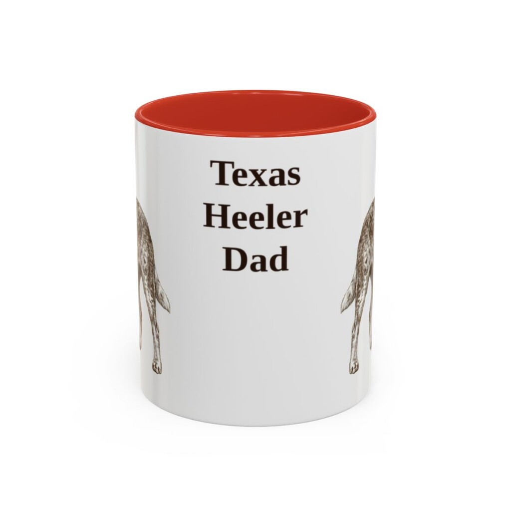 11oz Texas Heeler Dog Dad Mug, Red, front view