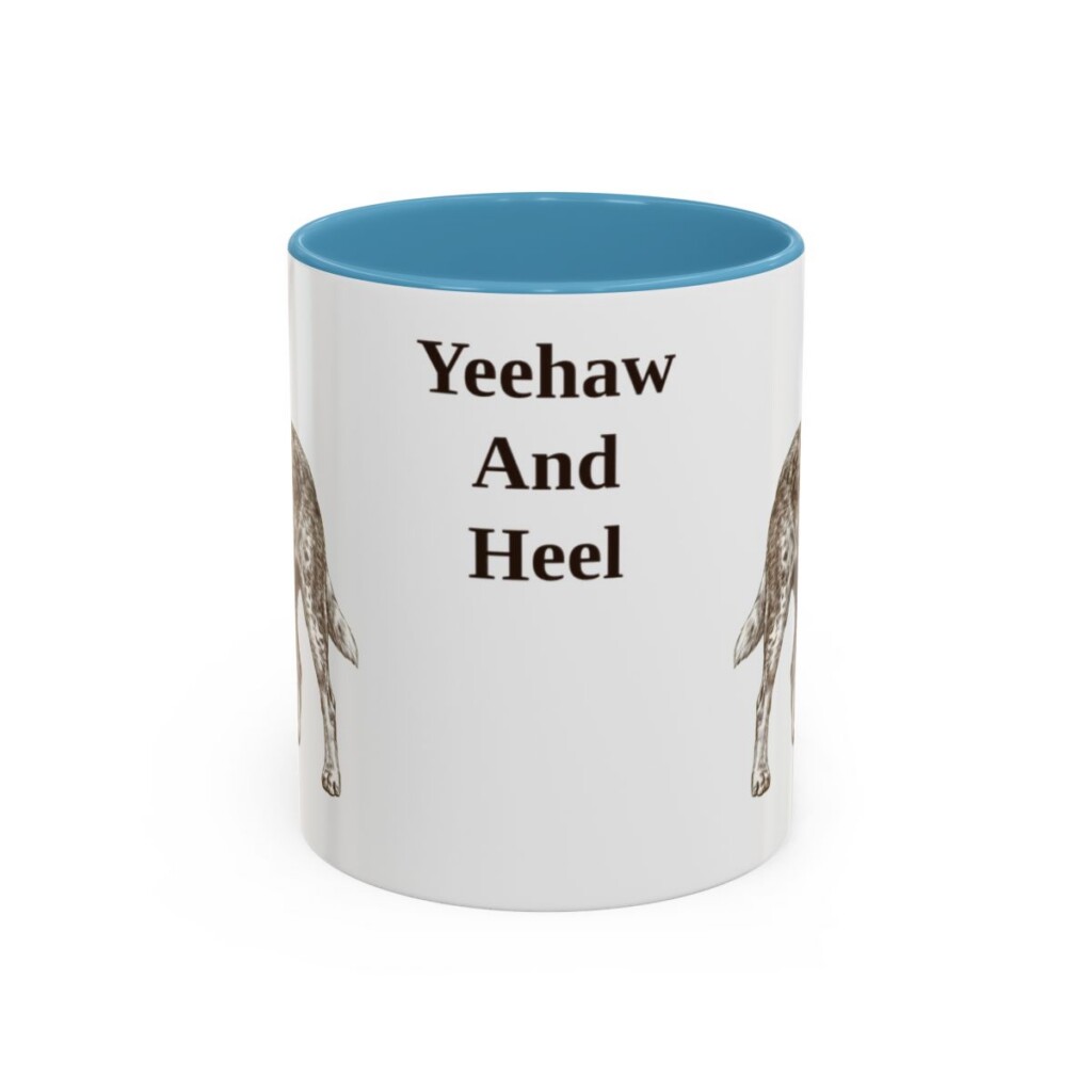 11oz Funny Texas Heeler Mug, Light Blue, front view