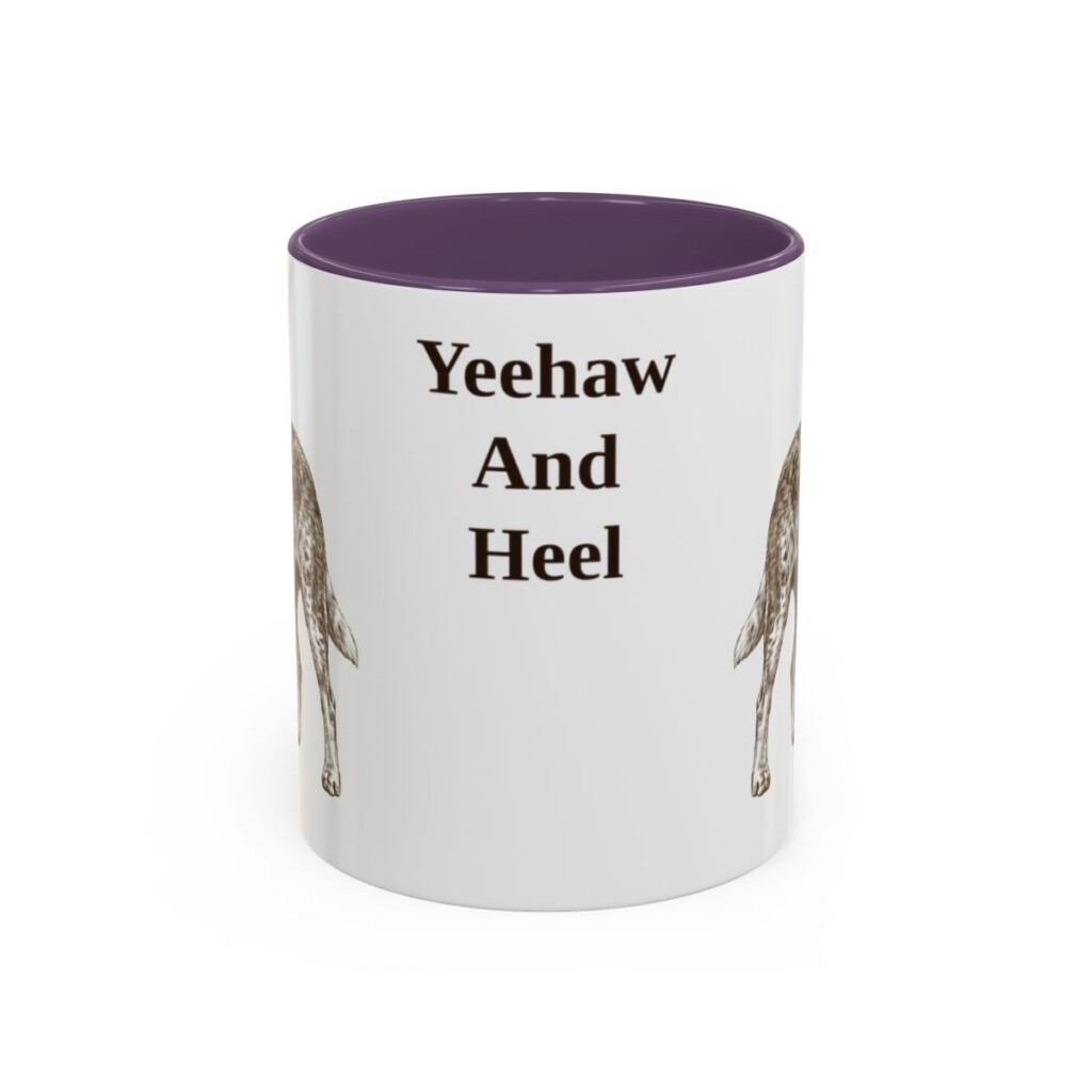 11oz Funny Texas Heeler Mug, Purple, front view