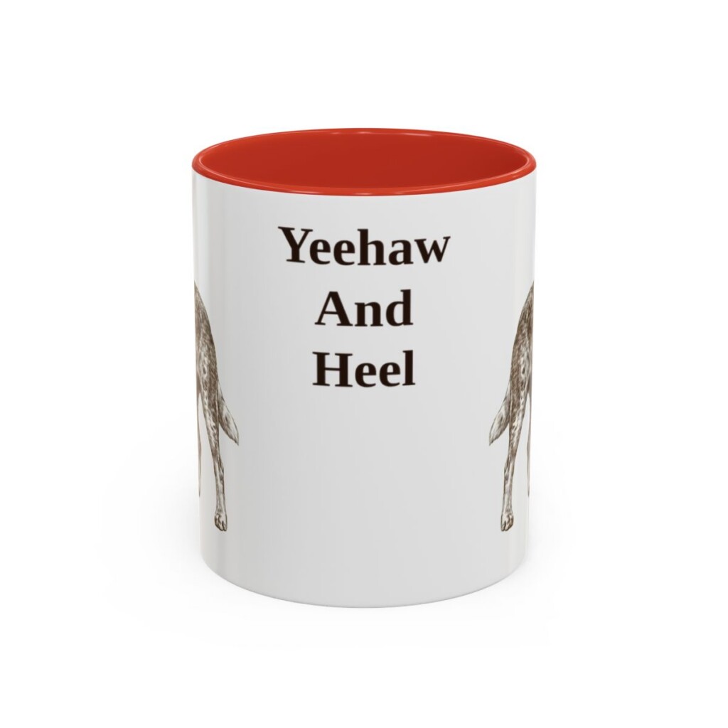 11oz Funny Texas Heeler Mug, Red, front view