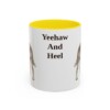 11oz Funny Texas Heeler Mug, Yellow, front view
