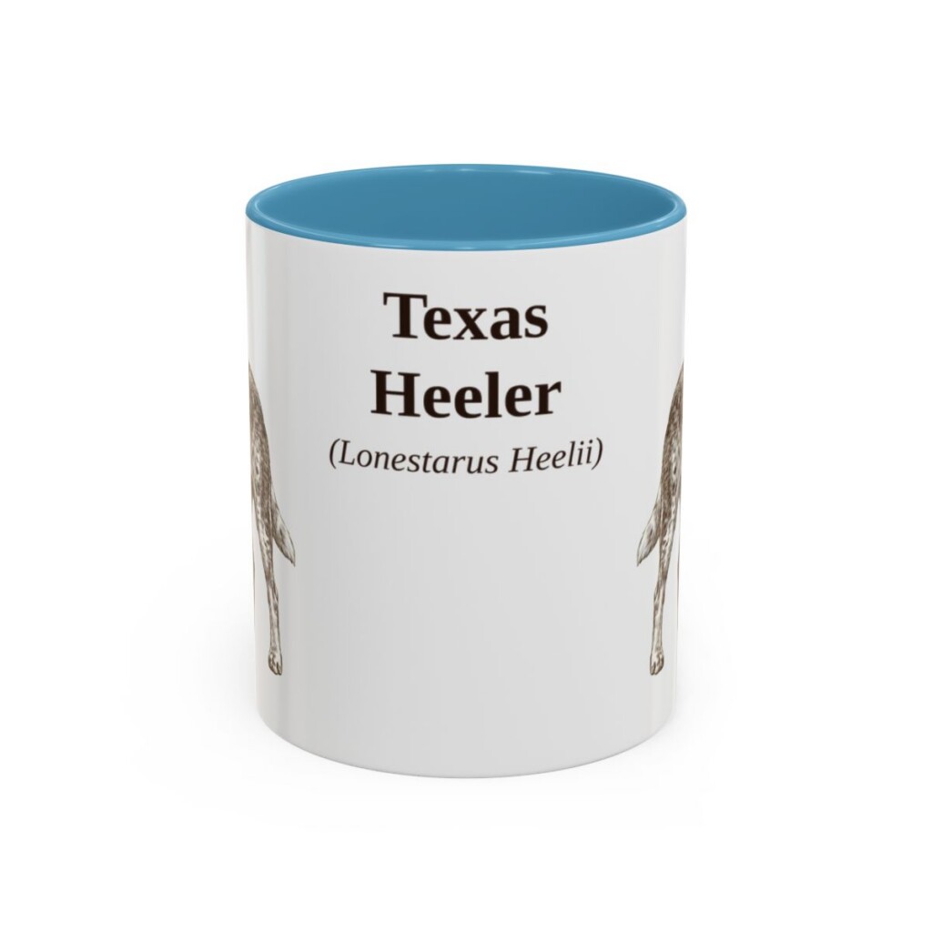 11oz-texas-heeler-mug-latin-light-blue 11oz Texas Heeler Latin Mug, Light Blue, front view