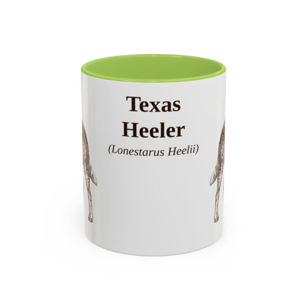 11oz-texas-heeler-mug-latin-light-green 11oz Texas Heeler Latin Mug, Light Green, front view