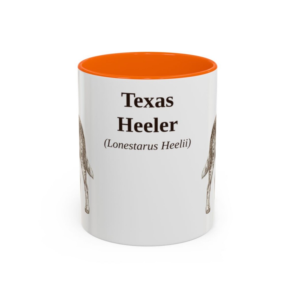 11oz-texas-heeler-mug-latin-orange 11oz Texas Heeler Latin Mug, Orange, front view
