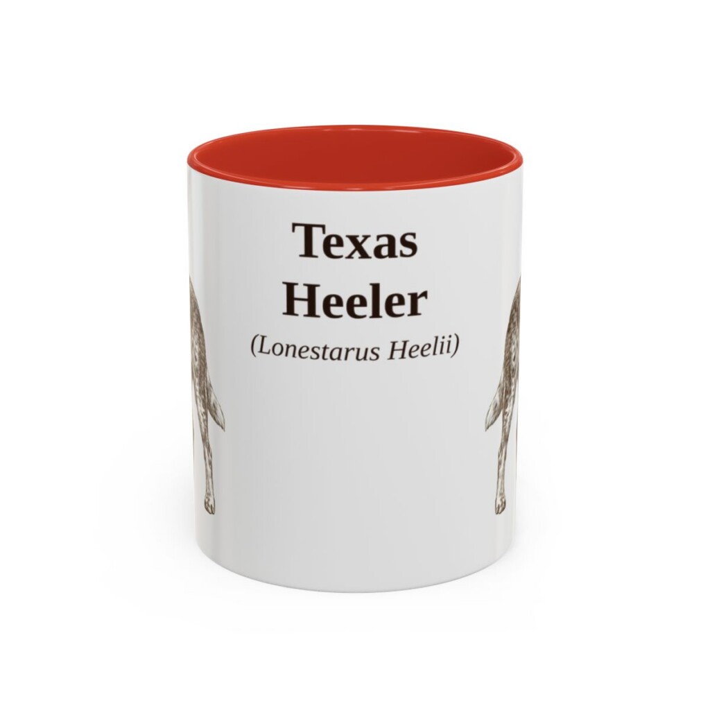 11oz-texas-heeler-mug-latin-red 11oz Texas Heeler Latin Mug, Red, front view