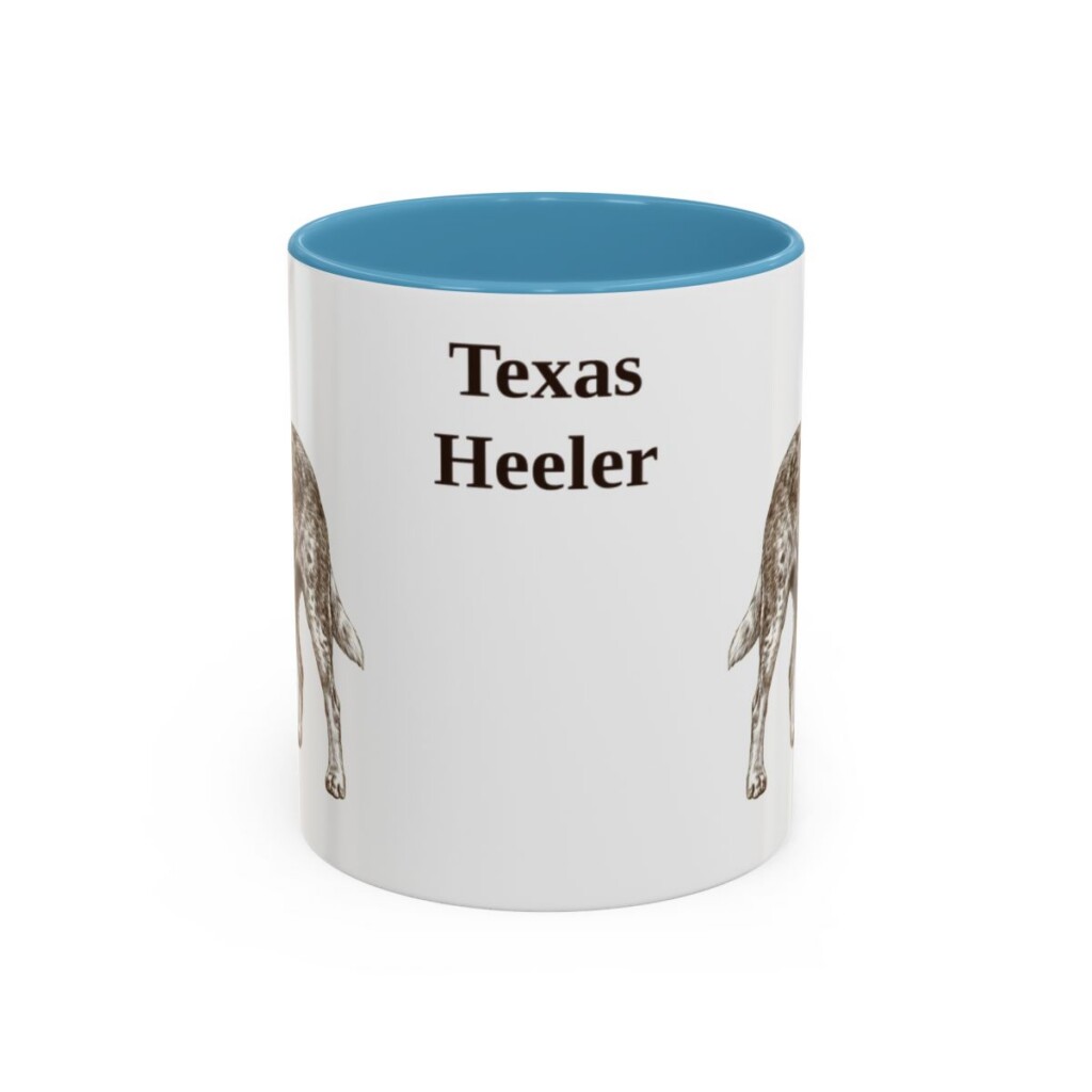 11oz Texas Heeler Mug, Light Blue, front view