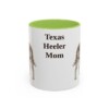 11oz Texas Heeler Dog Mom Mug, Light Green, front view