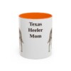 11oz Texas Heeler Dog Mom Mug, Orange, front view