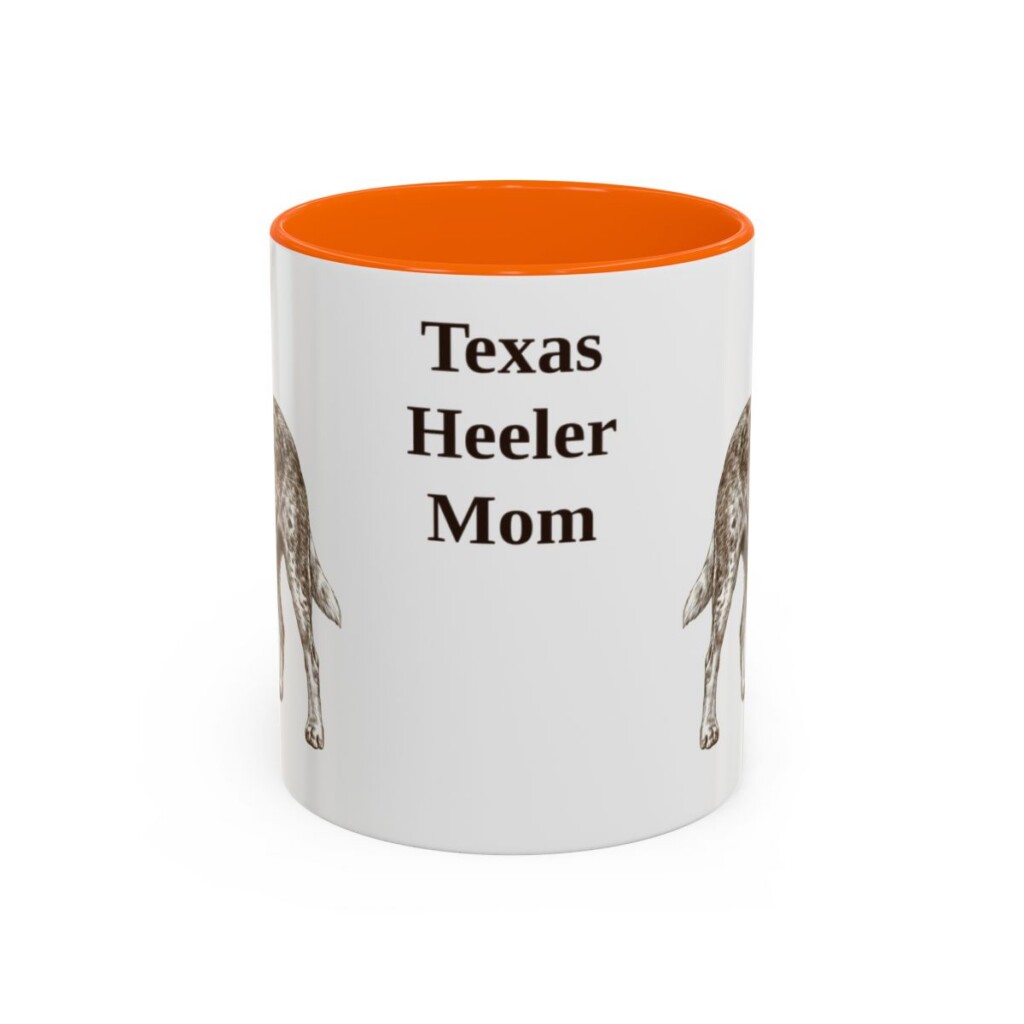 11oz Texas Heeler Dog Mom Mug, Orange, front view
