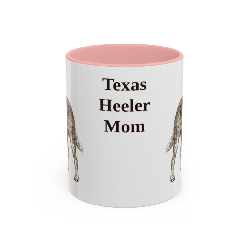 11oz Texas Heeler Dog Mom Mug, Pink, front view