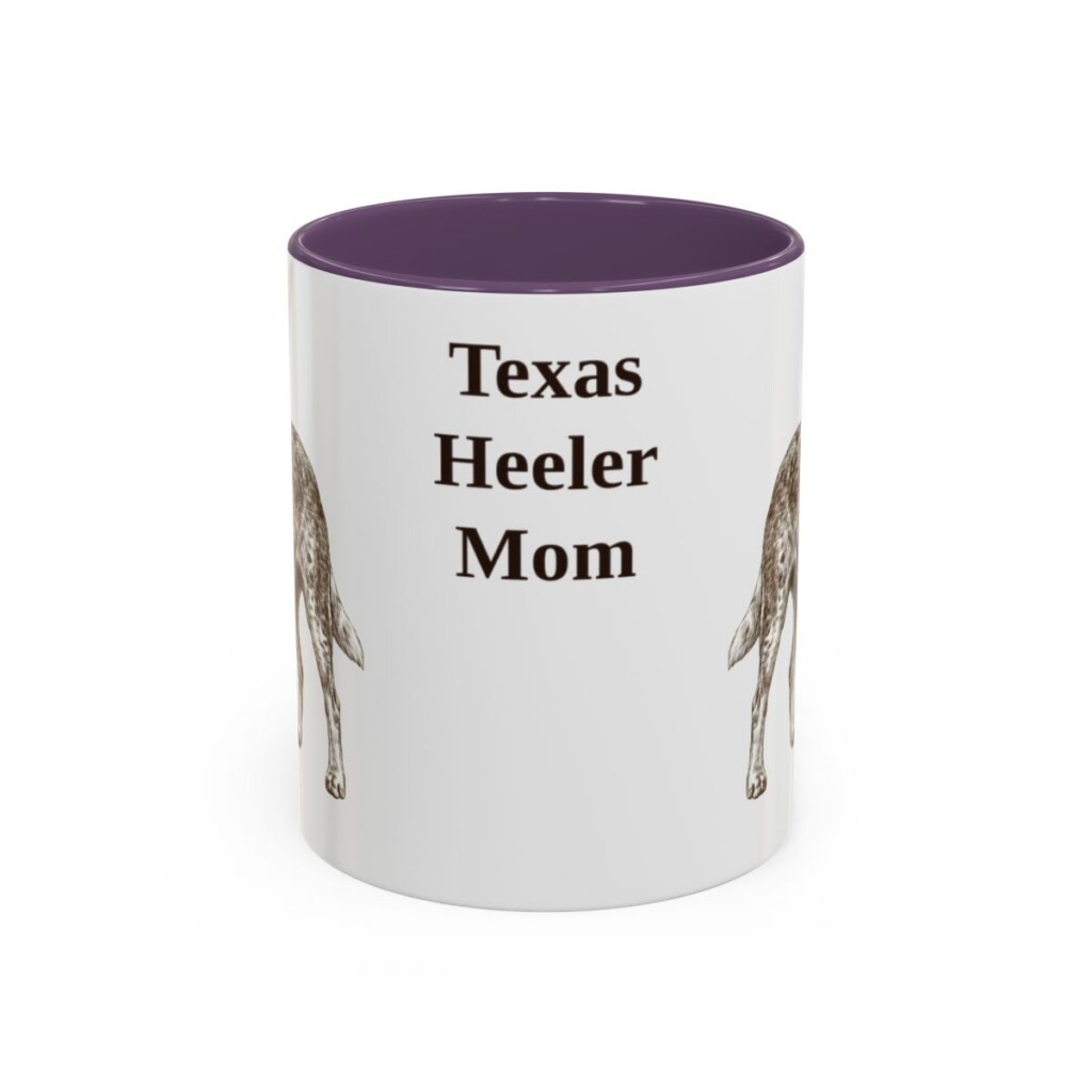 11oz Texas Heeler Dog Mom Mug, Purple, front view