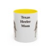 11oz Texas Heeler Dog Mom Mug, Yellow, front view