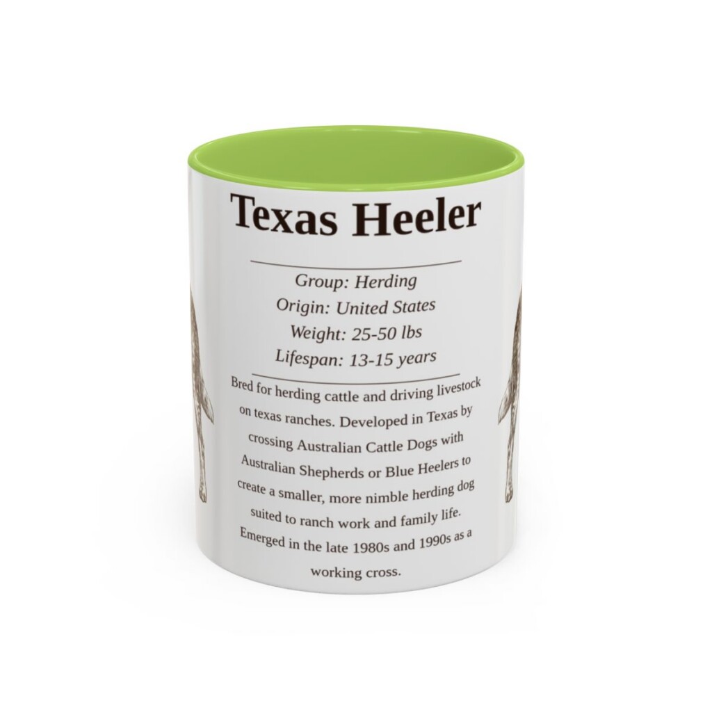 11oz Texas Heeler Mug, Light Green, front view