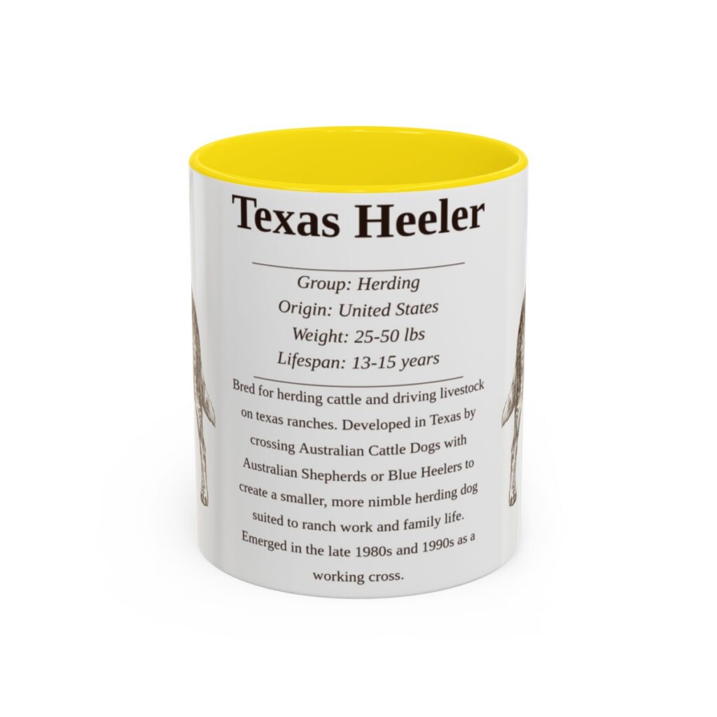 11oz Texas Heeler Mug, Yellow, front view