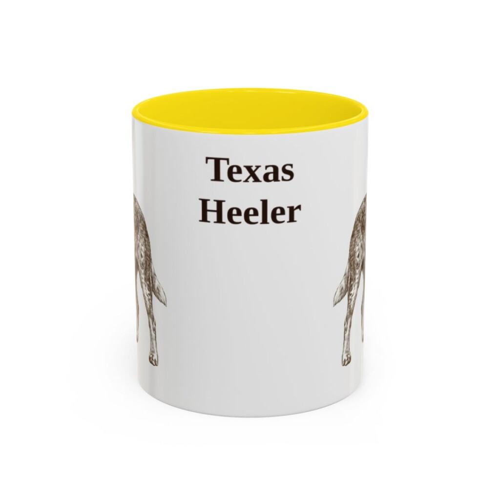 11oz Texas Heeler Mug, Yellow, front view