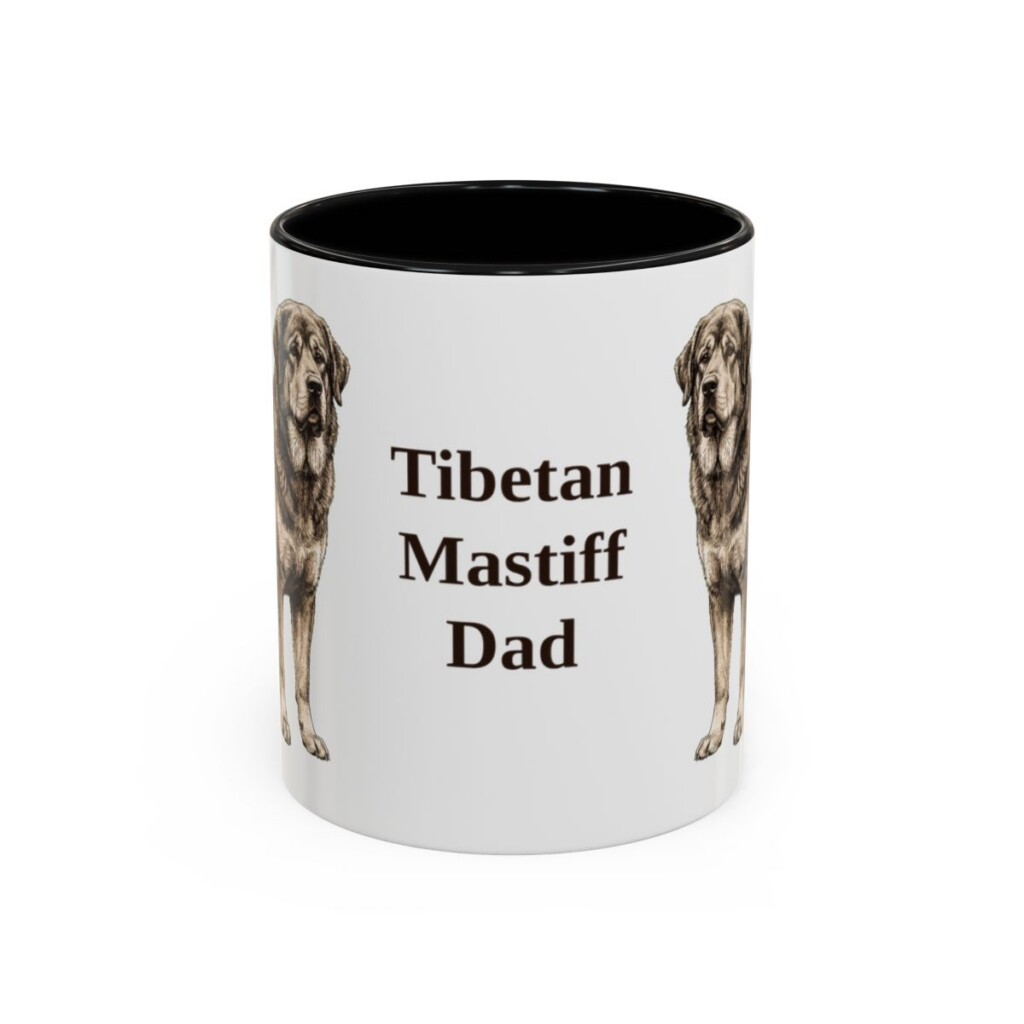 11oz-tibetan-mastiff-mug-dad-black-front 11oz Tibetan Mastiff Dog Dad Mug, Black, front view
