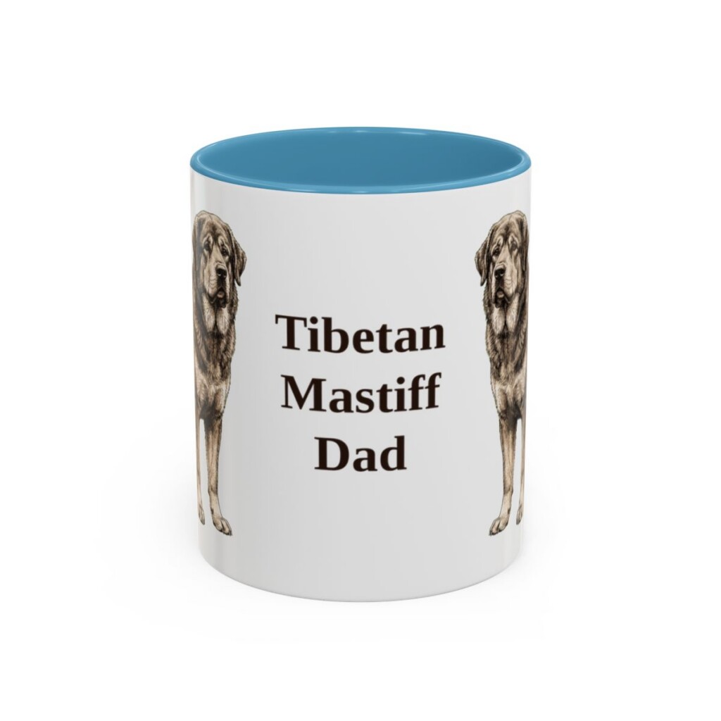 11oz-tibetan-mastiff-mug-dad-light-blue 11oz Tibetan Mastiff Dog Dad Mug, Light Blue, front view