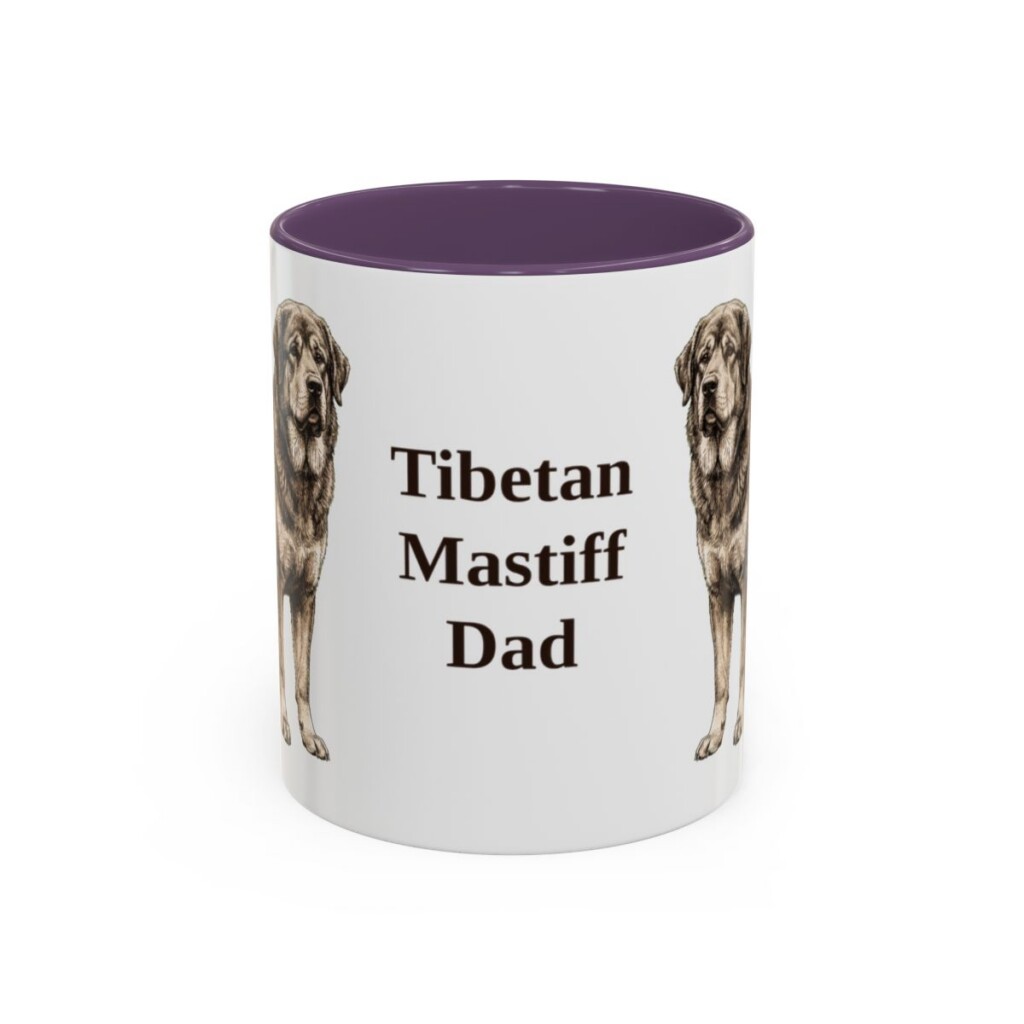 11oz-tibetan-mastiff-mug-dad-purple 11oz Tibetan Mastiff Dog Dad Mug, Purple, front view
