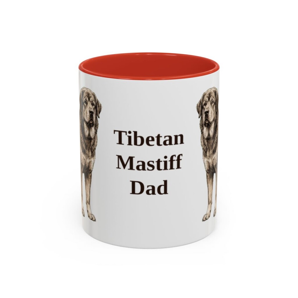 11oz-tibetan-mastiff-mug-dad-red 11oz Tibetan Mastiff Dog Dad Mug, Red, front view