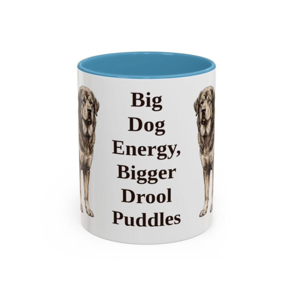 11oz-tibetan-mastiff-mug-humor-light-blue 11oz Funny Tibetan Mastiff Mug, Light Blue, front view