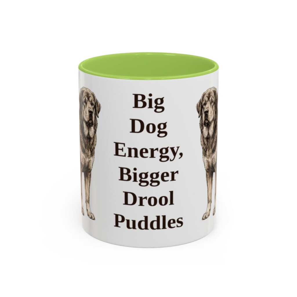 11oz-tibetan-mastiff-mug-humor-light-green 11oz Funny Tibetan Mastiff Mug, Light Green, front view