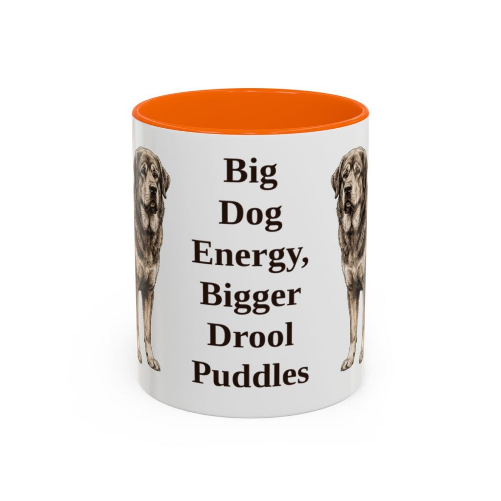 11oz-tibetan-mastiff-mug-humor-orange 11oz Funny Tibetan Mastiff Mug, Orange, front view