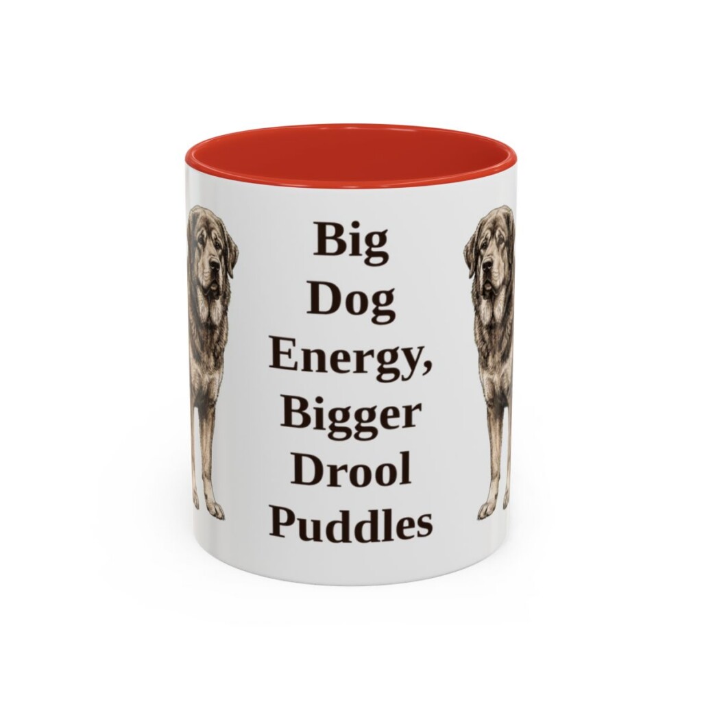 11oz-tibetan-mastiff-mug-humor-red 11oz Funny Tibetan Mastiff Mug, Red, front view
