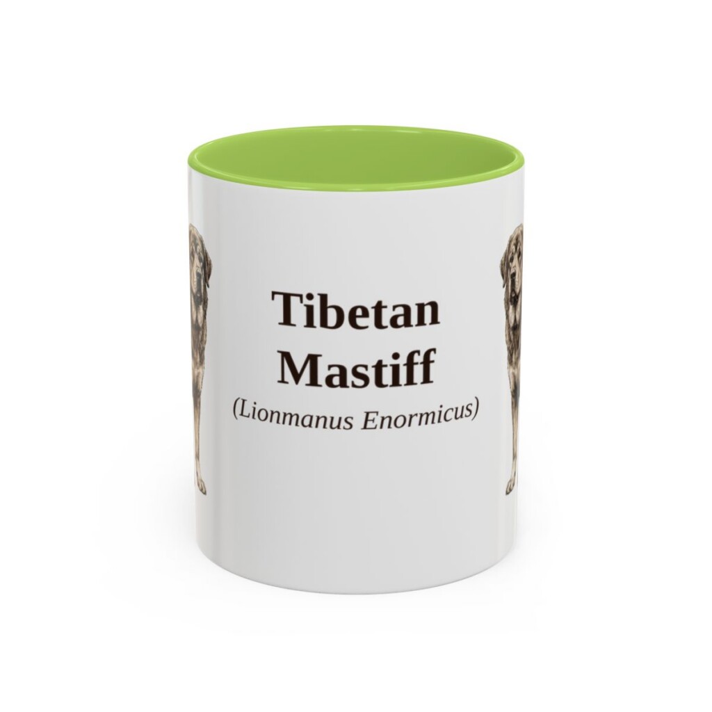11oz-tibetan-mastiff-mug-latin-light-green 11oz Tibetan Mastiff Latin Mug, Light Green, front view