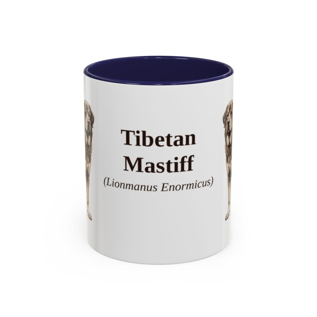 11oz-tibetan-mastiff-mug-latin-navy 11oz Tibetan Mastiff Latin Mug, Navy, front view