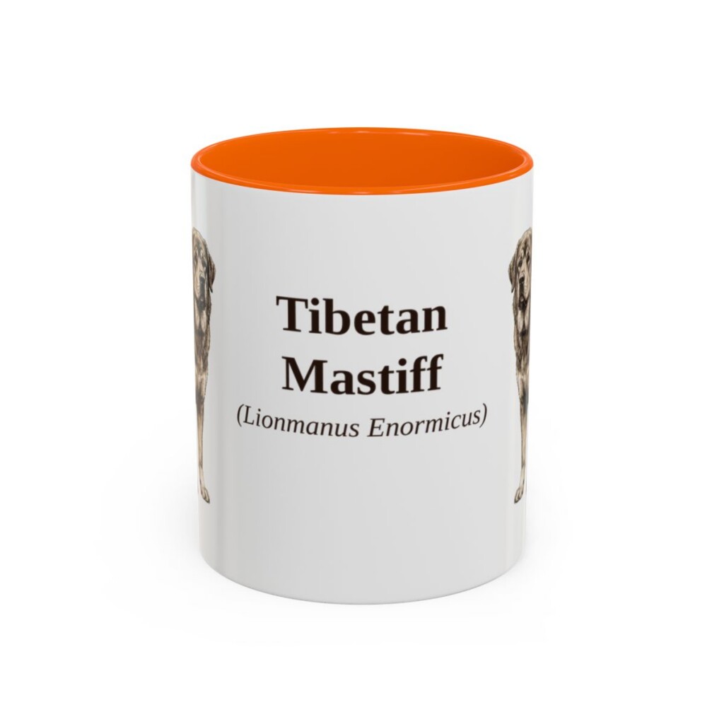 11oz-tibetan-mastiff-mug-latin-orange 11oz Tibetan Mastiff Latin Mug, Orange, front view