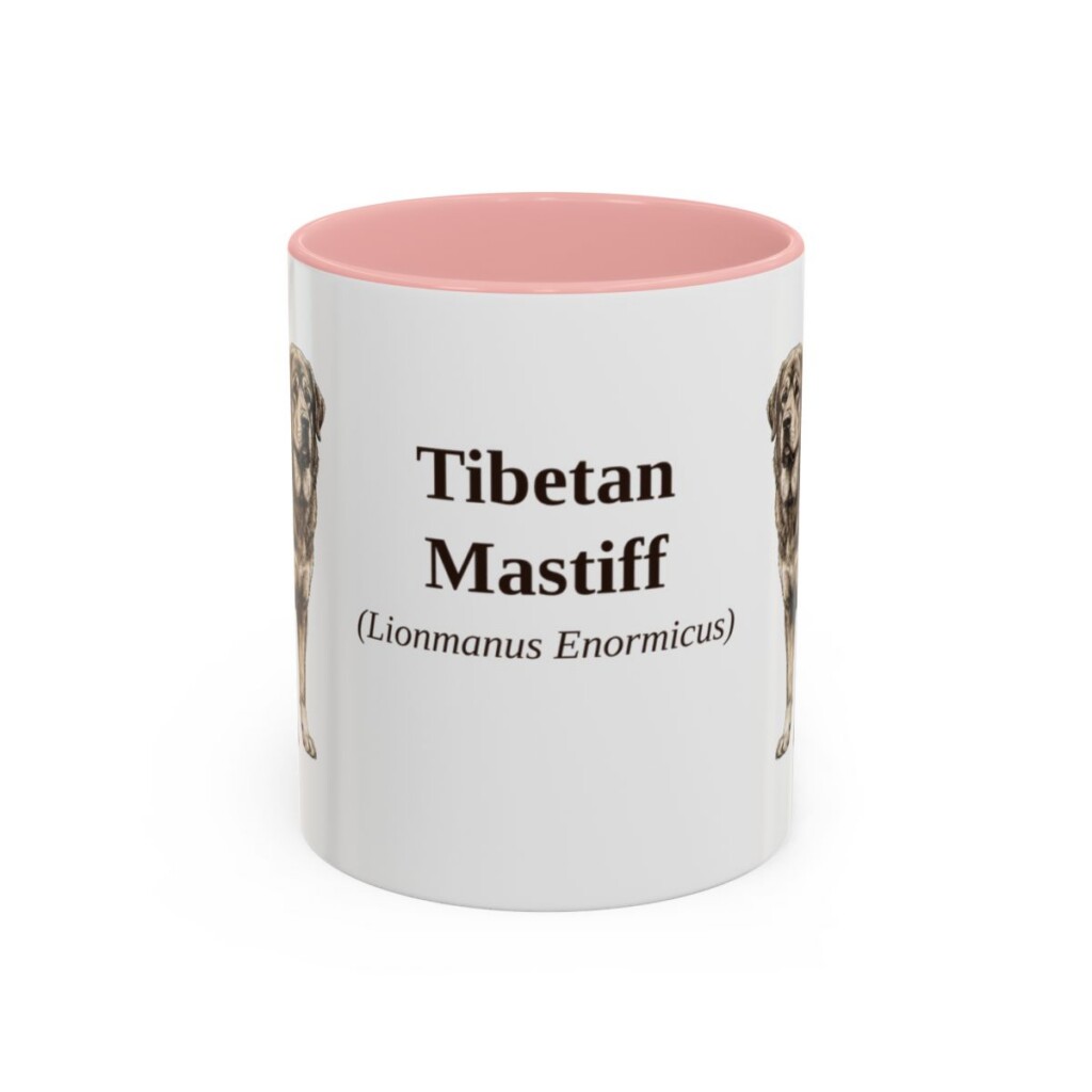 11oz-tibetan-mastiff-mug-latin-pink 11oz Tibetan Mastiff Latin Mug, Pink, front view