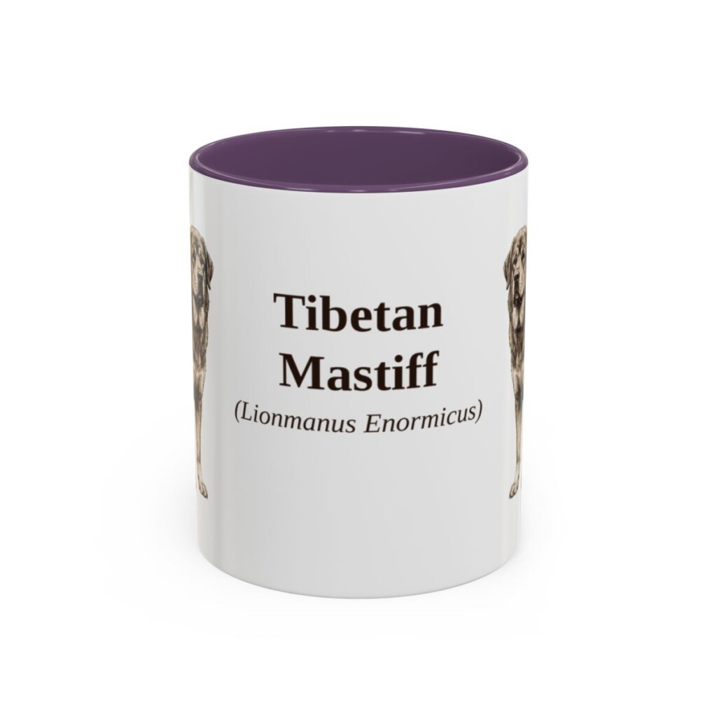 11oz-tibetan-mastiff-mug-latin-purple 11oz Tibetan Mastiff Latin Mug, Purple, front view
