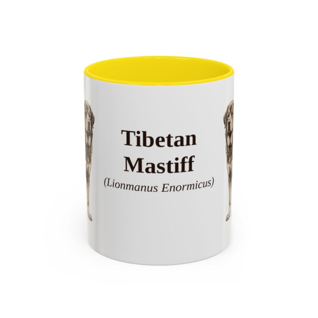 11oz-tibetan-mastiff-mug-latin-yellow 11oz Tibetan Mastiff Latin Mug, Yellow, front view