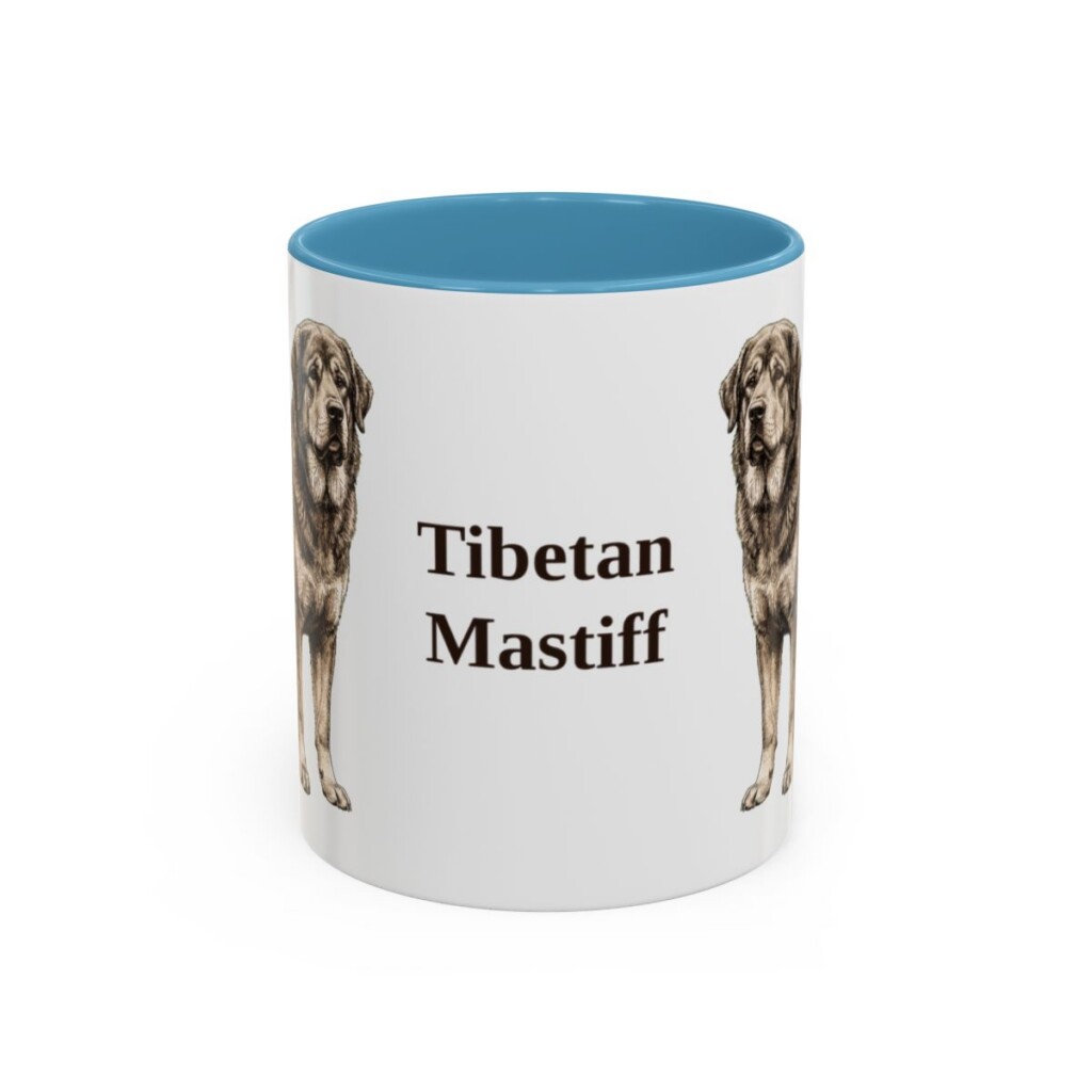 11oz Tibetan Mastiff Mug, Light Blue, front view