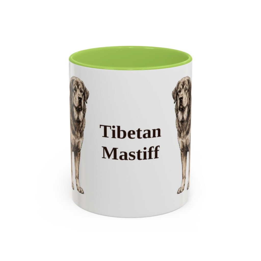 11oz Tibetan Mastiff Mug, Light Green, front view
