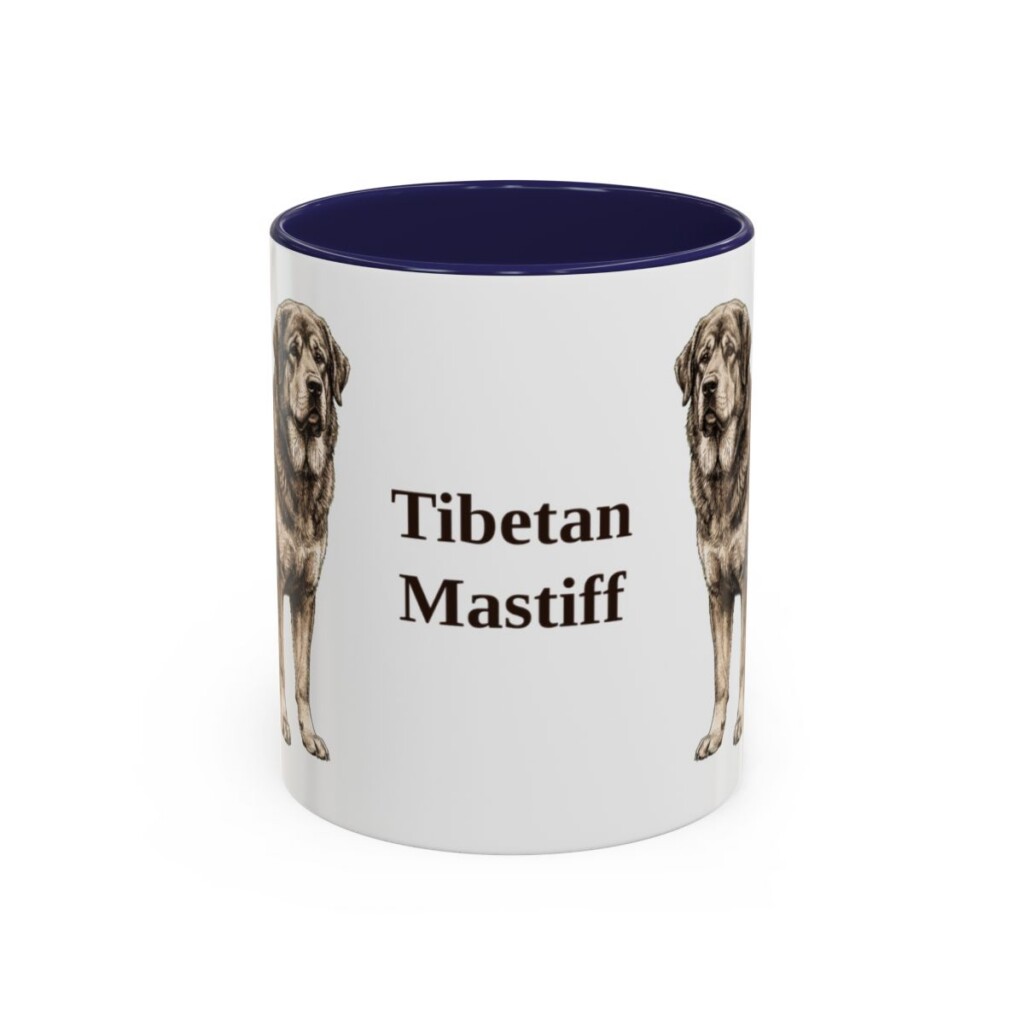 11oz Tibetan Mastiff Mug, Navy, front view