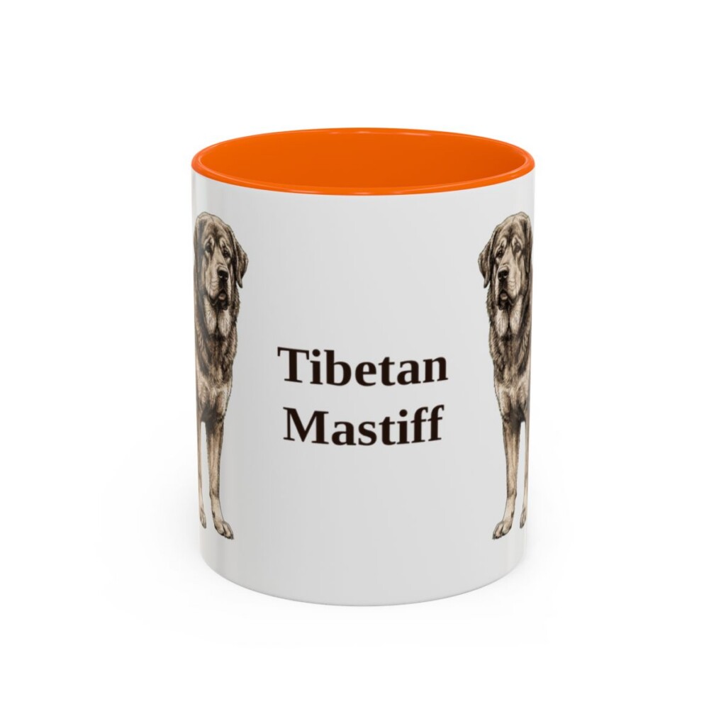 11oz Tibetan Mastiff Mug, Orange, front view