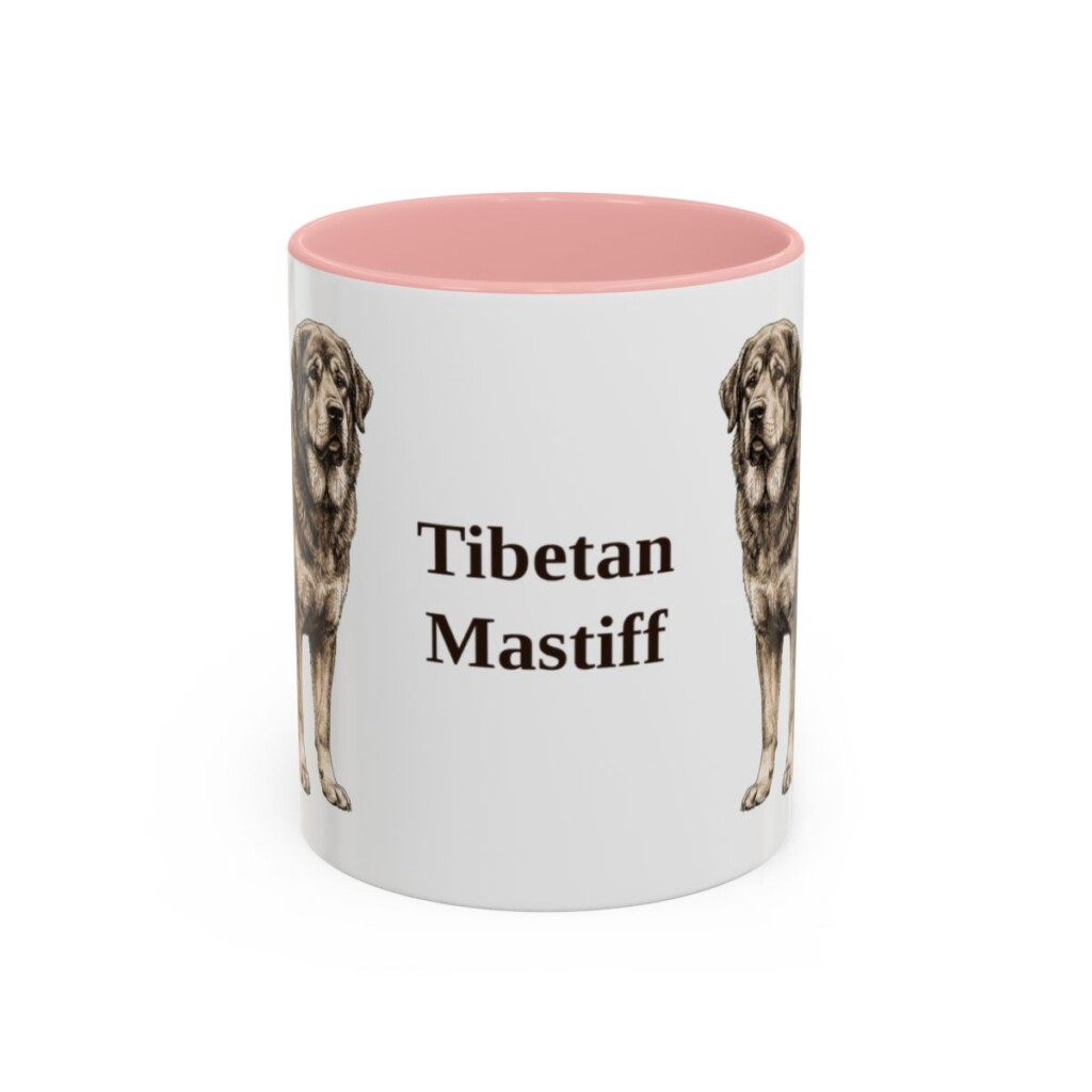 11oz Tibetan Mastiff Mug, Pink, front view