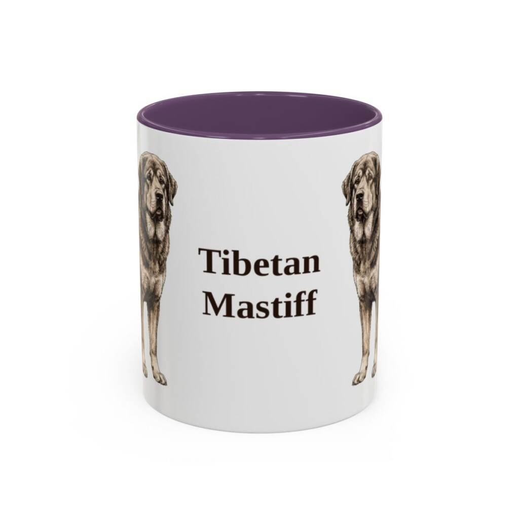 11oz Tibetan Mastiff Mug, Purple, front view