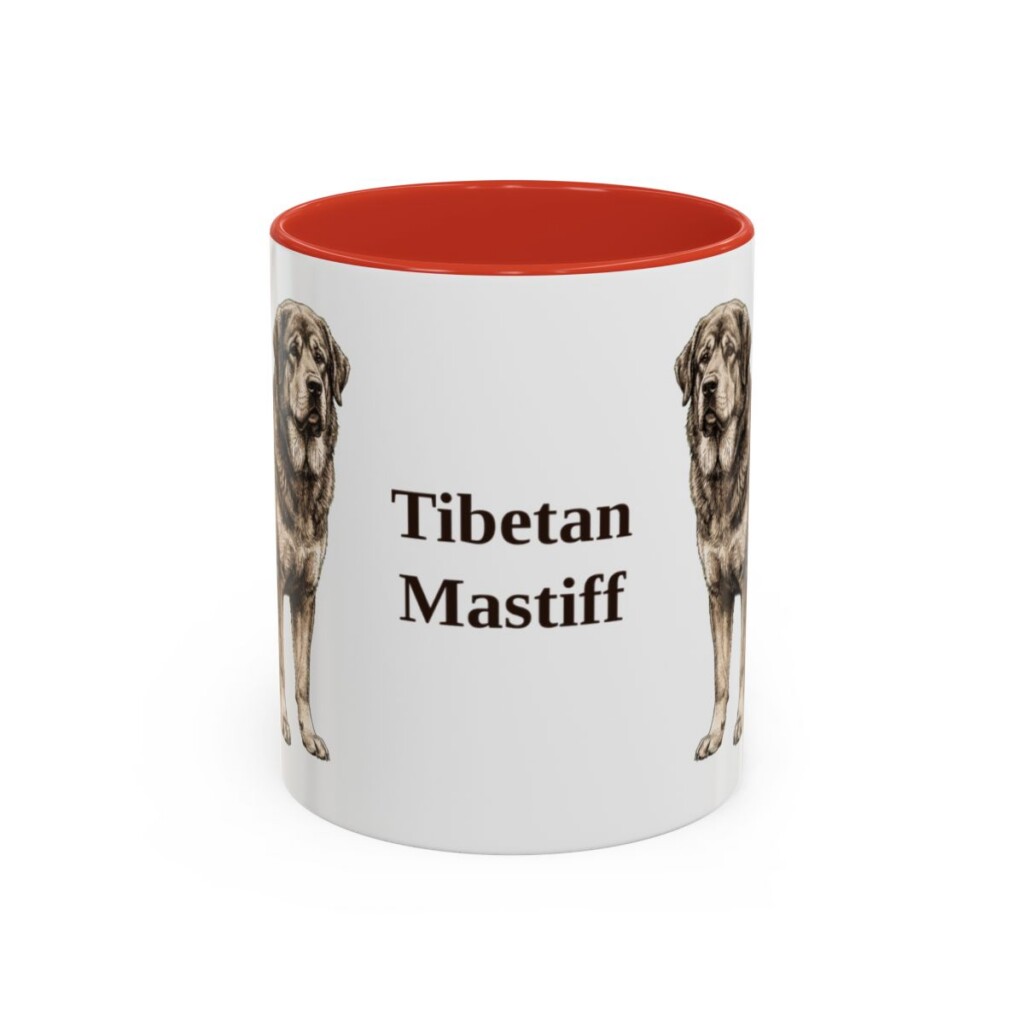 11oz Tibetan Mastiff Mug, Red, front view