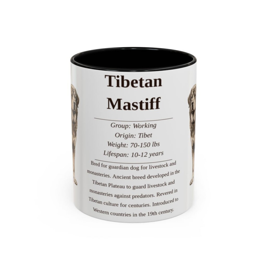 11oz Tibetan Mastiff Mug, Black, front view
