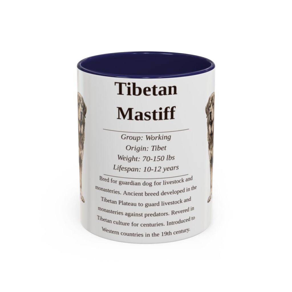 11oz Tibetan Mastiff Mug, Navy, front view