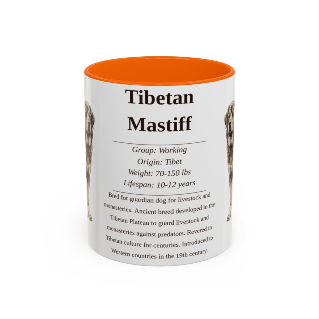 11oz Tibetan Mastiff Mug, Orange, front view