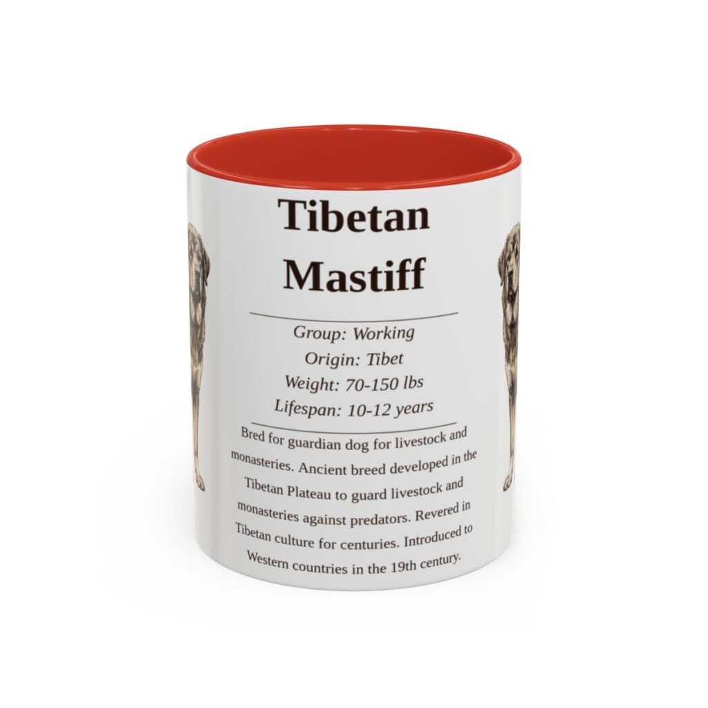 11oz Tibetan Mastiff Mug, Red, front view