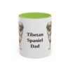 11oz Tibetan Spaniel Dog Dad Mug, Light Green, front view